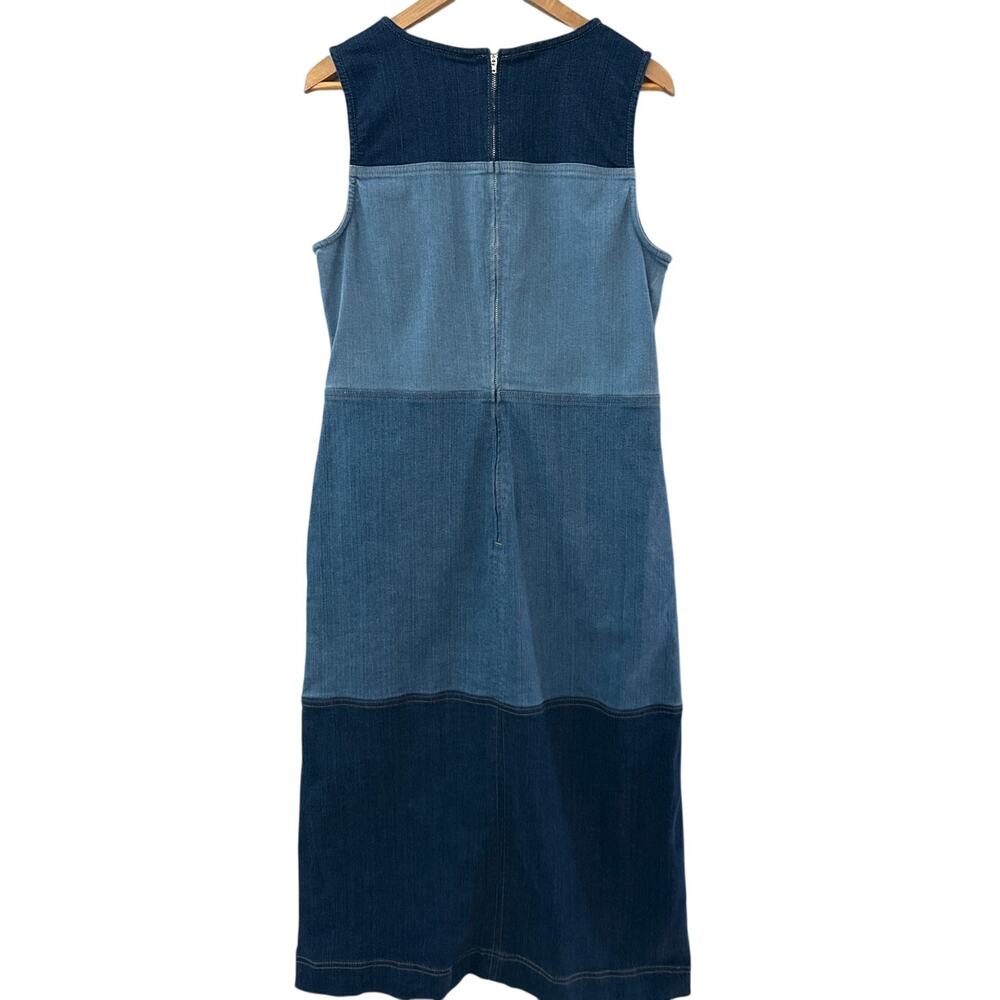 Boden Sleeveless Hotch Denim Midi Dress Pockets Navy Size 10 - Picture 5 of 11